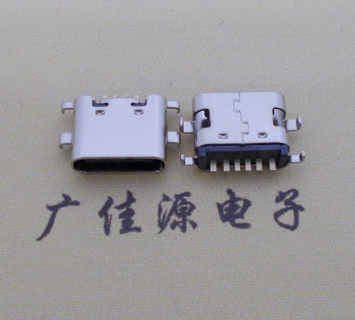 江西简易充电type c6P母座沉板1.6mm接口