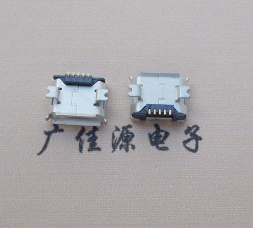 江西Micro USB 5PIN接口,B型垫高0.9mm鱼叉脚贴片雾锡卷边
