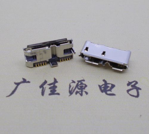 江西 双接口micro usb3.0母座有卷边10pin三个固定脚插板