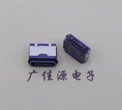 江西usb type c6p防水立插母座两脚插带定位柱